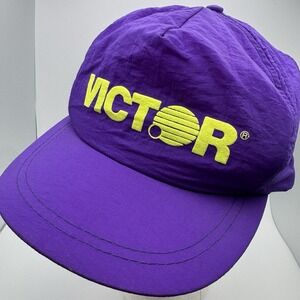Victor Trucker Hat Snapback Adjustable Retro Cap 80s Vtg 90s Purple Neon Yellow